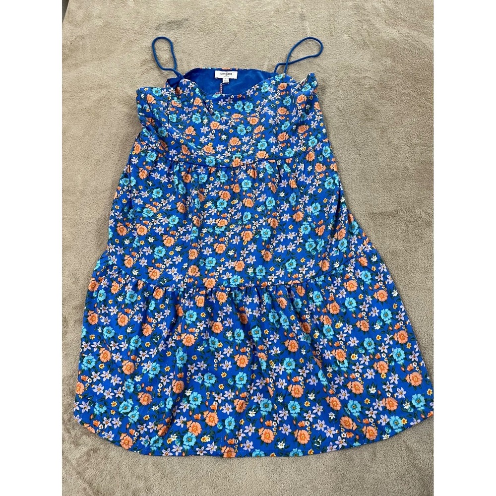 Umgee USA Floral Babydoll Cami Sundress Dress AOP Women's Size Large Blue NEW